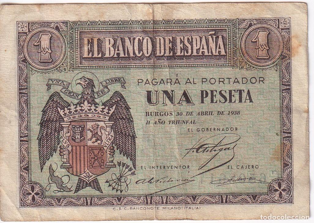 Billets espagnols: BILLETE DE BURGOS DE 1 PESETA DEL 30 DE ABRIL DEL A&Ntilde;O 1938 SERIE C