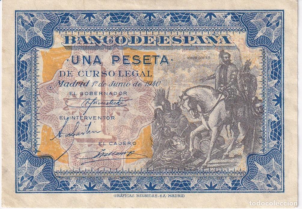 Billets espagnols: BILLETE DE ESPA&Ntilde;A DE 1 PESETA DEL A&Ntilde;O 1940 DE CORTES SERIE B