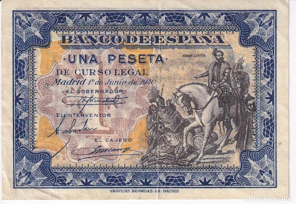 Billets espagnols: BILLETE DE ESPA&Ntilde;A DE 1 PESETA DEL A&Ntilde;O 1940 DE CORTES SIN SERIE EN BUENA CALIDAD