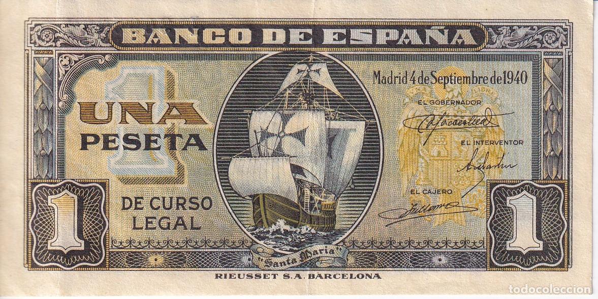 Billets espagnols: BILLETE DE 1 PESETA DEL 4 DE SEPTIEMBRE DE 1940 DE LA CARAVELA SERIE I EN CALIDAD EBC