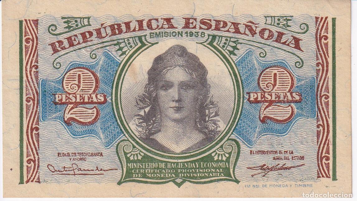 Billets espagnols: BILLETE DE 2 PESETAS DEL A&Ntilde;O 1938 SERIE A DE LA REPUBLICA ESPA&Ntilde;OLA EN BUENA CALIDAD