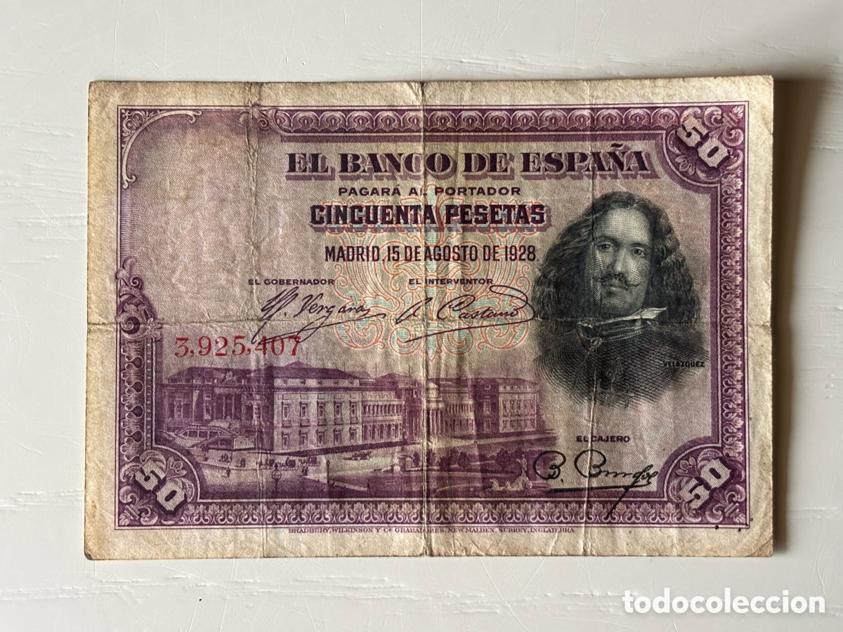 Billetes espa&ntilde;oles: Billete CINCUENTA pesetas 1928 sin serie