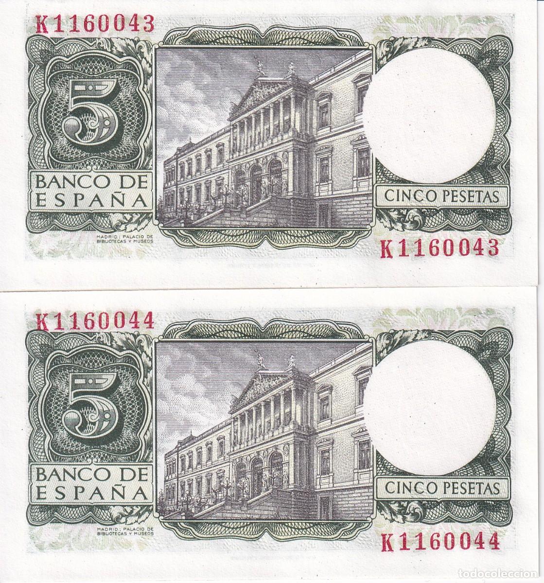 Billets espagnols: PAREJA CORRELATIVA DE 5 PESETAS DE ALFONSO X DEL A&Ntilde;O 1954 SERIE K SIN CIRCULAR (SC)