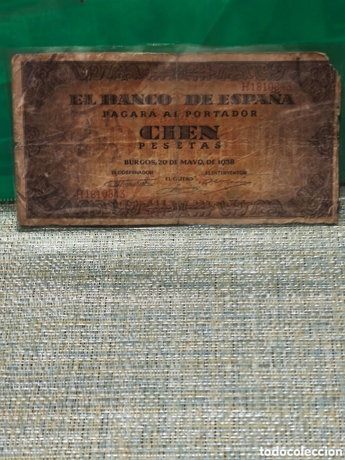 Notas espanholas: Billete circulado de Espa&ntilde;a bc - rc de 100 ! Ptas de 1938 ,escaso burgos ver