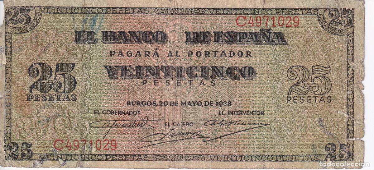 Billetes espa&ntilde;oles: BILLETE DE BURGOS DE 25 PESETAS DEL A&Ntilde;O 1938 DE LA SERIE C