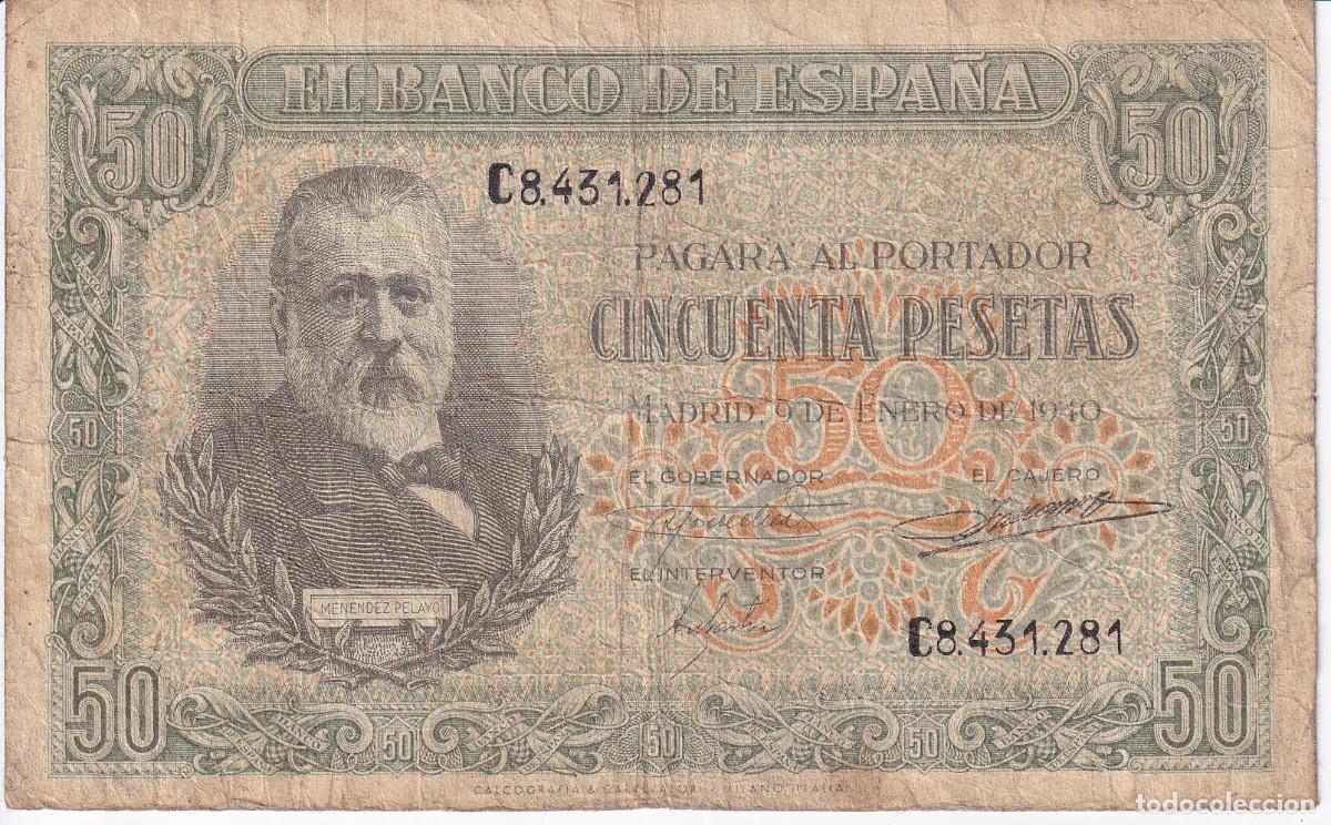 Billets espagnols: BILLETE DE 50 PESETAS DEL A&Ntilde;O 1940 DE MENENDEZ PELAYO DE LA SERIE C