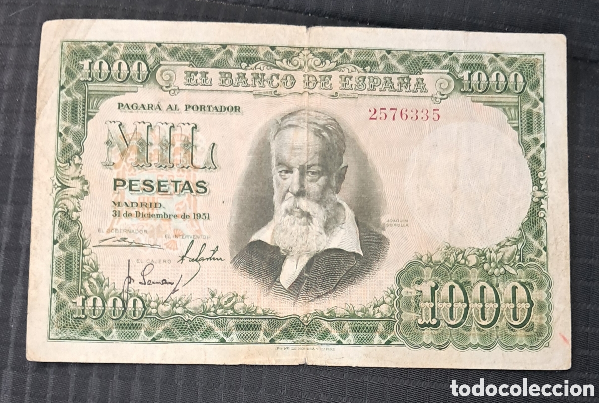 Billetes espa&ntilde;oles: Billete 1000 pesetas 1951 sin serie
