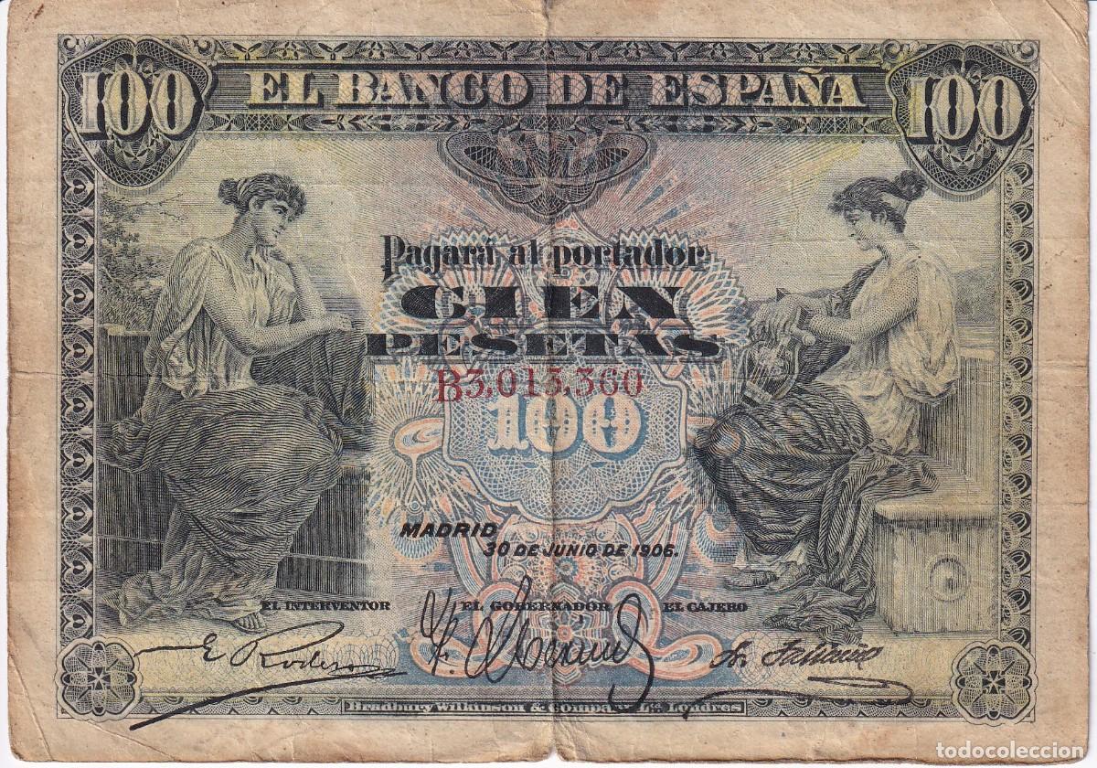 Billets espagnols: BILLETE CLASICO DE 100 PESETAS DEL A&Ntilde;O 1906 SERIE B