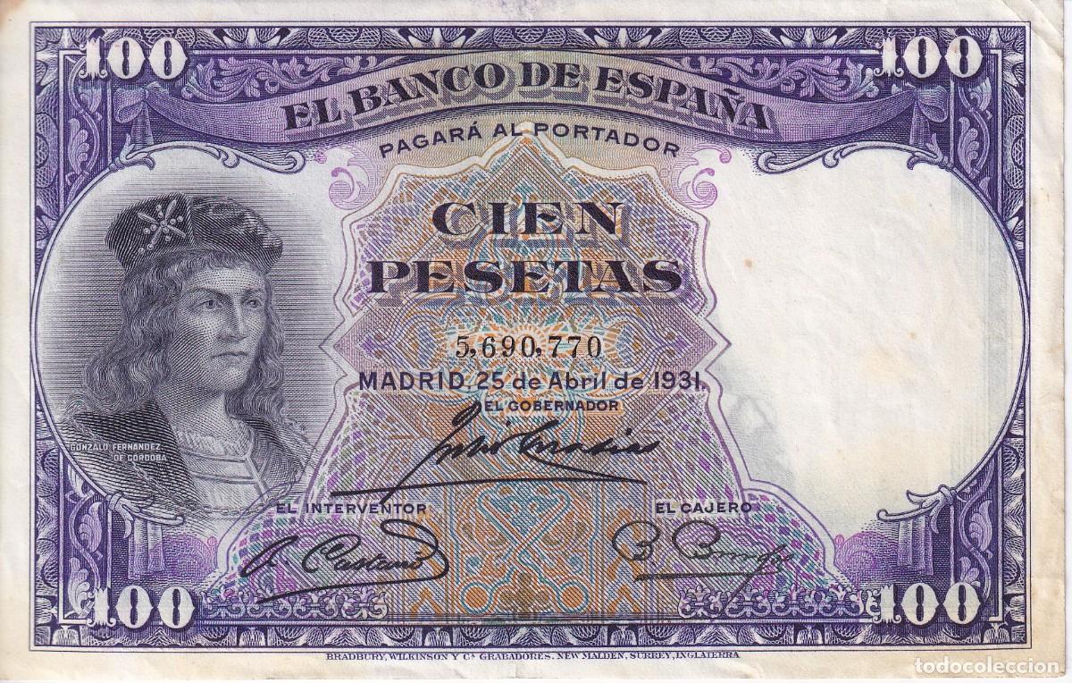 Billets espagnols: BILLETE DE 100 PESETAS DEL A&Ntilde;O 1931 DE GONZALEZ FERNANDEZ DE CORDOBA EN BUENA CALIDAD