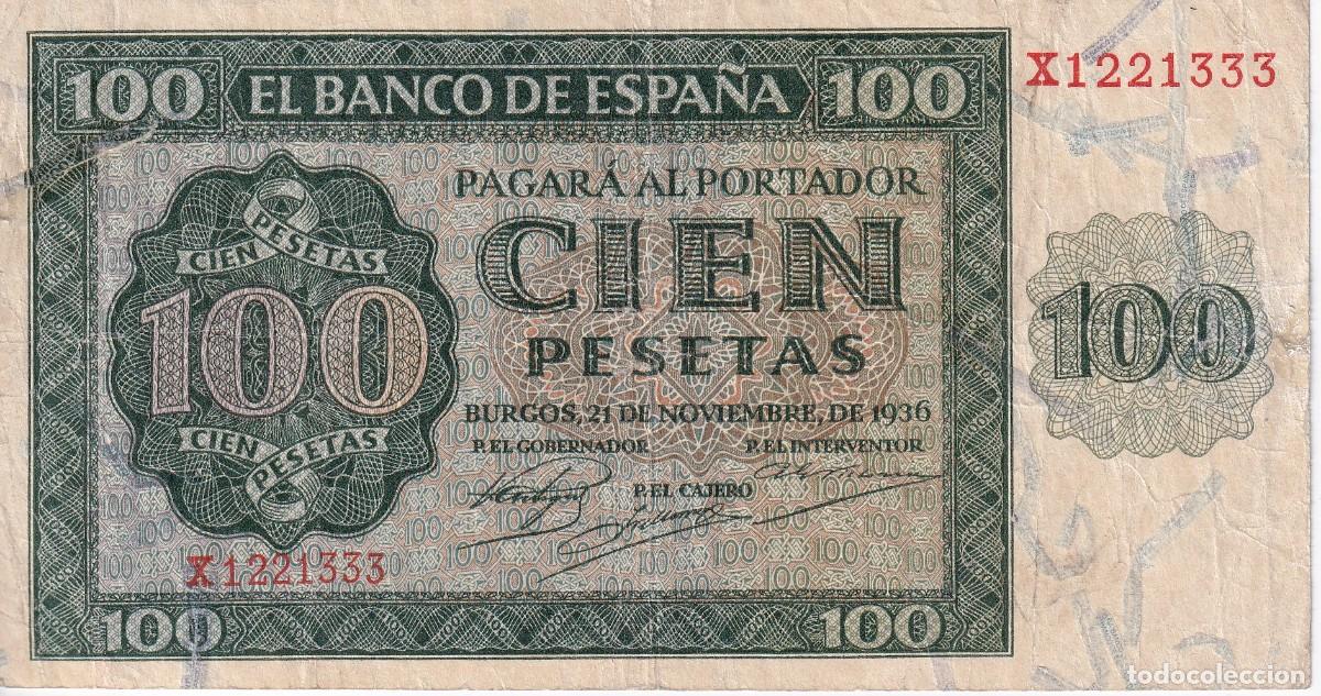 Billets espagnols: BILLETE DE BURGOS DE 100 PESETAS DEL A&Ntilde;O 1936 DE LA SERIE X