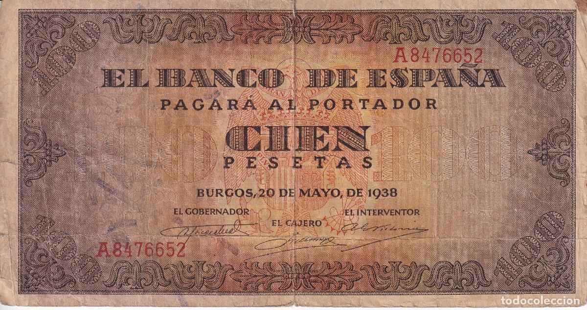 Billets espagnols: BILLETE DE BURGOS DE 100 PESETAS DEL A&Ntilde;O 1938 DE LA SERIE A