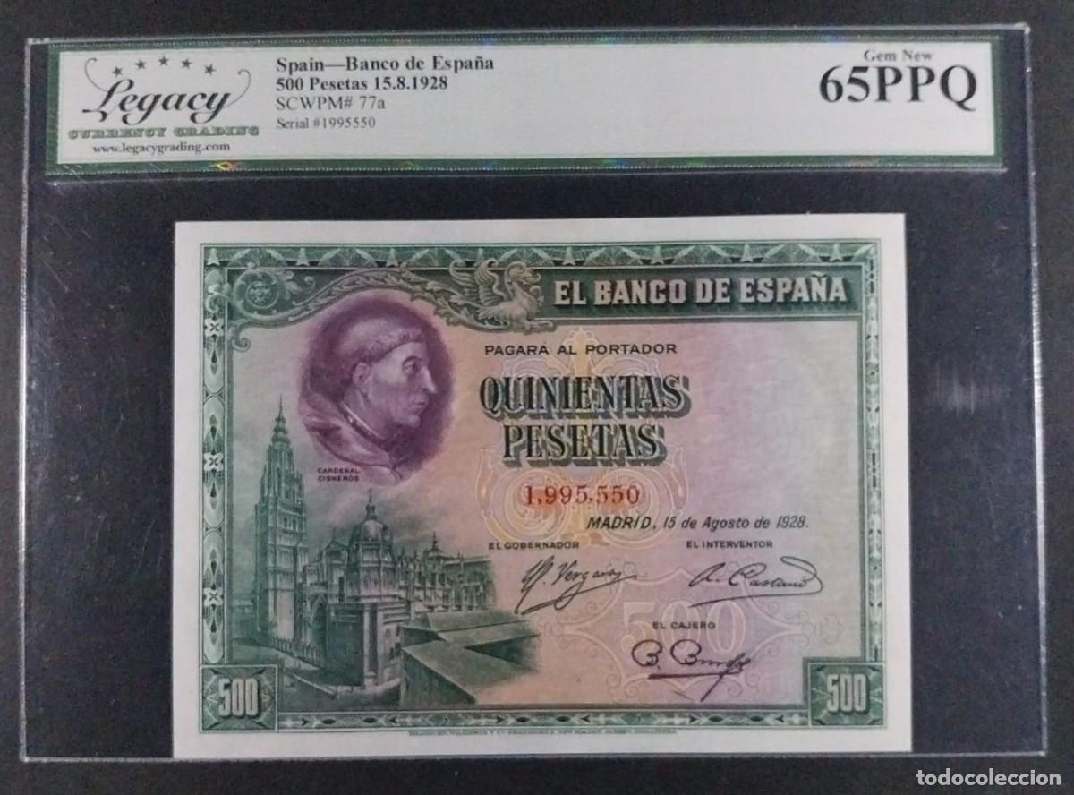 Billetes espa&ntilde;oles: 500 PESETAS 1928 CARDENAL CISNEROS 65 PPQ SC