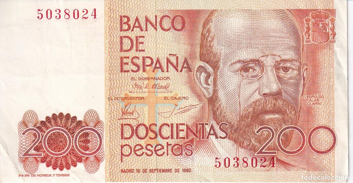 Billets espagnols: BILLETE DE 200 PESETAS DEL A&Ntilde;O 1980 DE LEOPOLDO ALAS CLARIN SIN SERIE - CALIDAD EBC