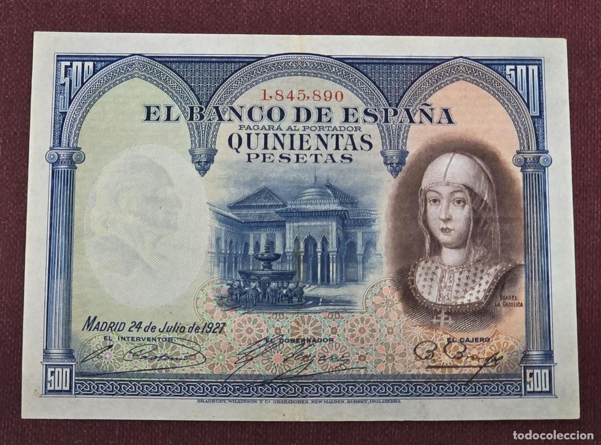 Billetes espa&ntilde;oles: Billete 500 Pesetas 1927 Isabel La Cat&oacute;lica / Sin Serie . EBC