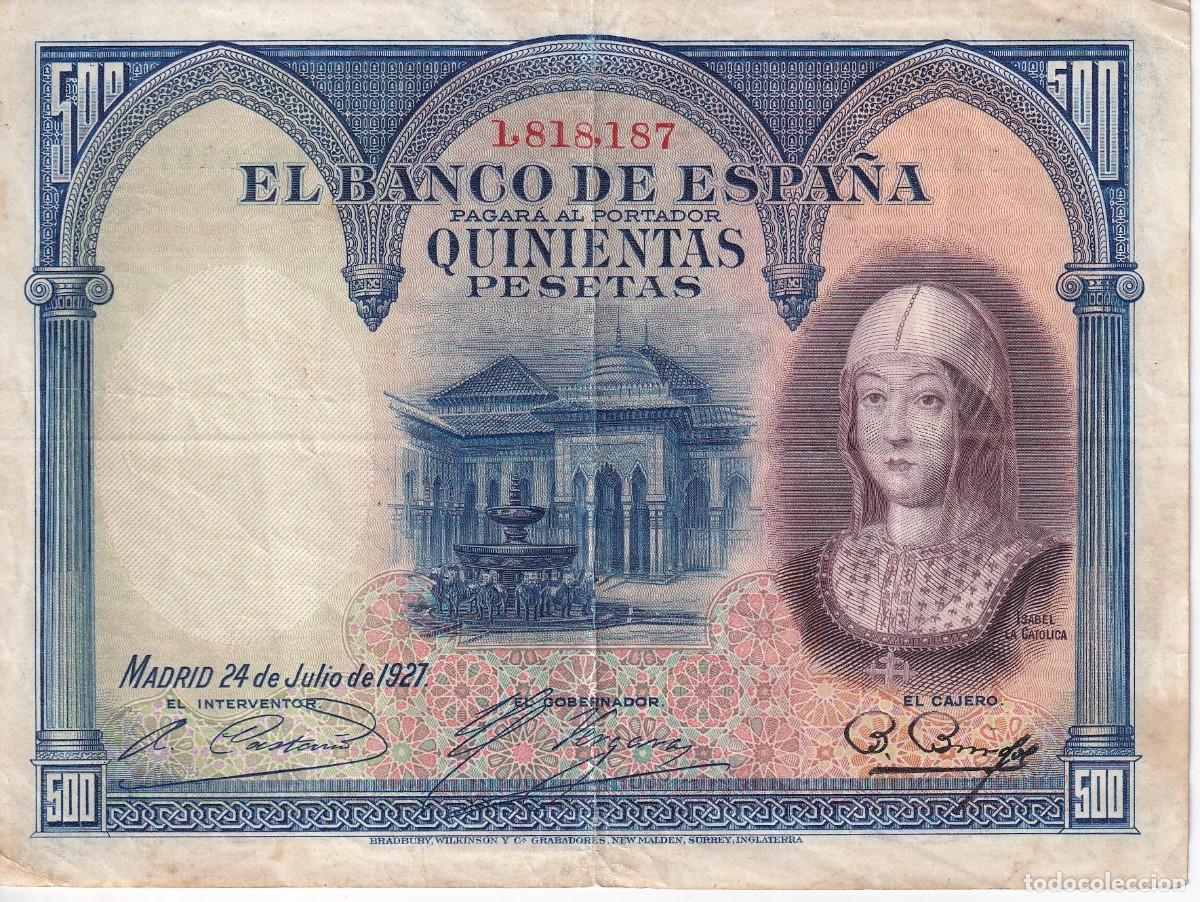 Billets espagnols: BILLETE DE 500 PTAS DEL A&Ntilde;O 1927 DE ISABEL LA CAT&Oacute;LICA