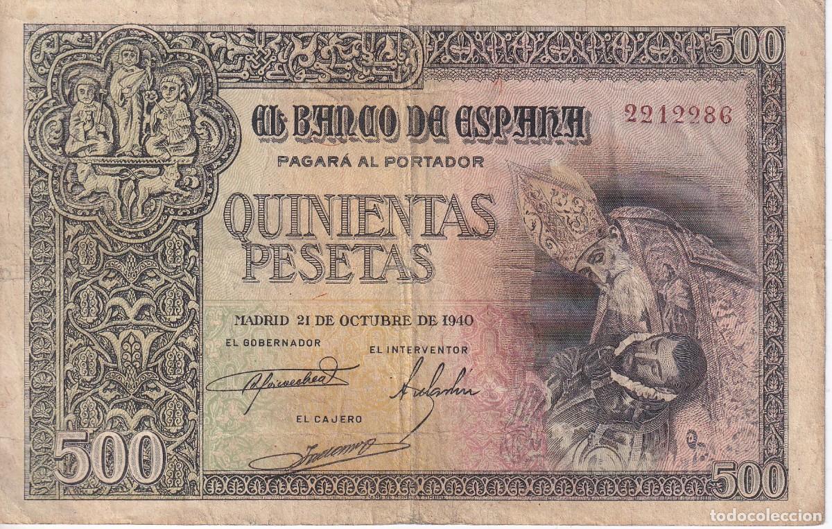 Billetes espa&ntilde;oles: BILLETE DE 500 PESETAS DEL 21 DE OCTUBRE DEL A&Ntilde;O 1940 DEL CONDE DE ORGAZ (DIFICIL)
