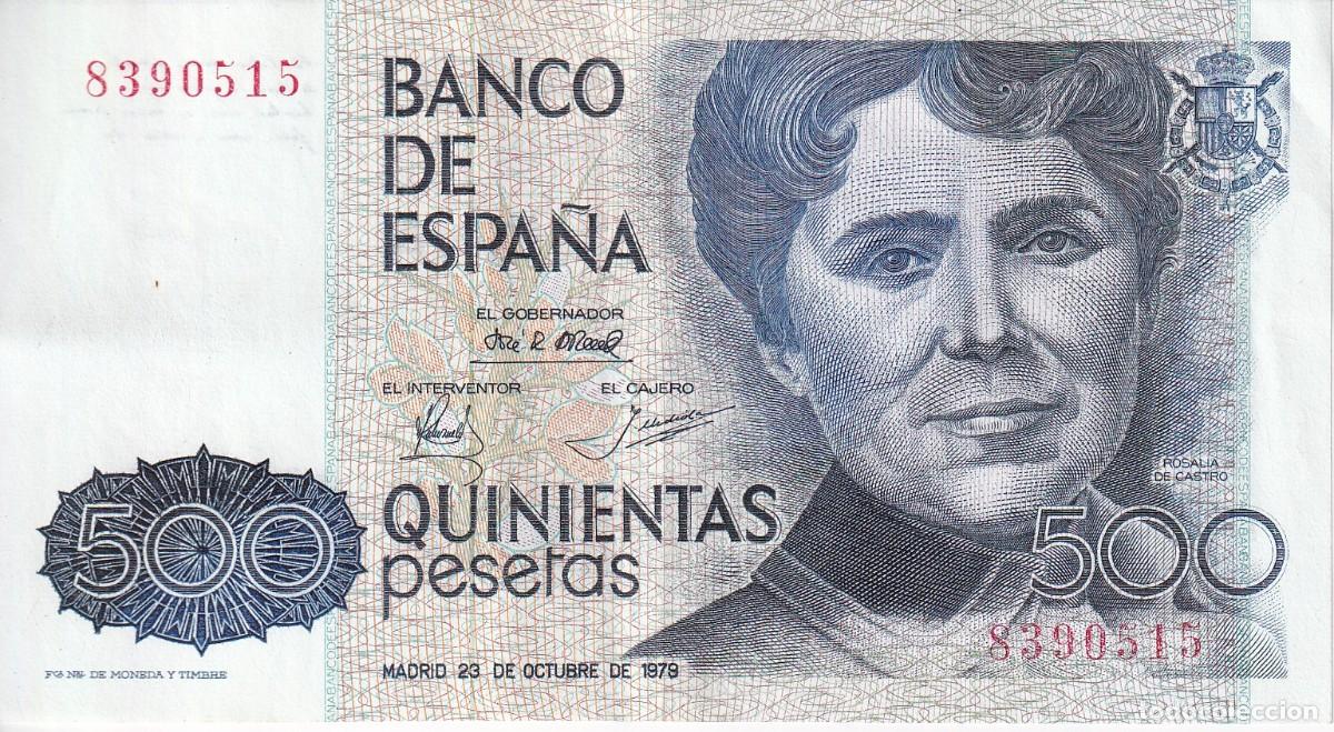 Billets espagnols: BILLETE DE ESPA&Ntilde;A DE 500 PESETAS DEL A&Ntilde;O 1979 DE ROSALIA DE CASTRO SIN SERIE EN CALIDAD EBC