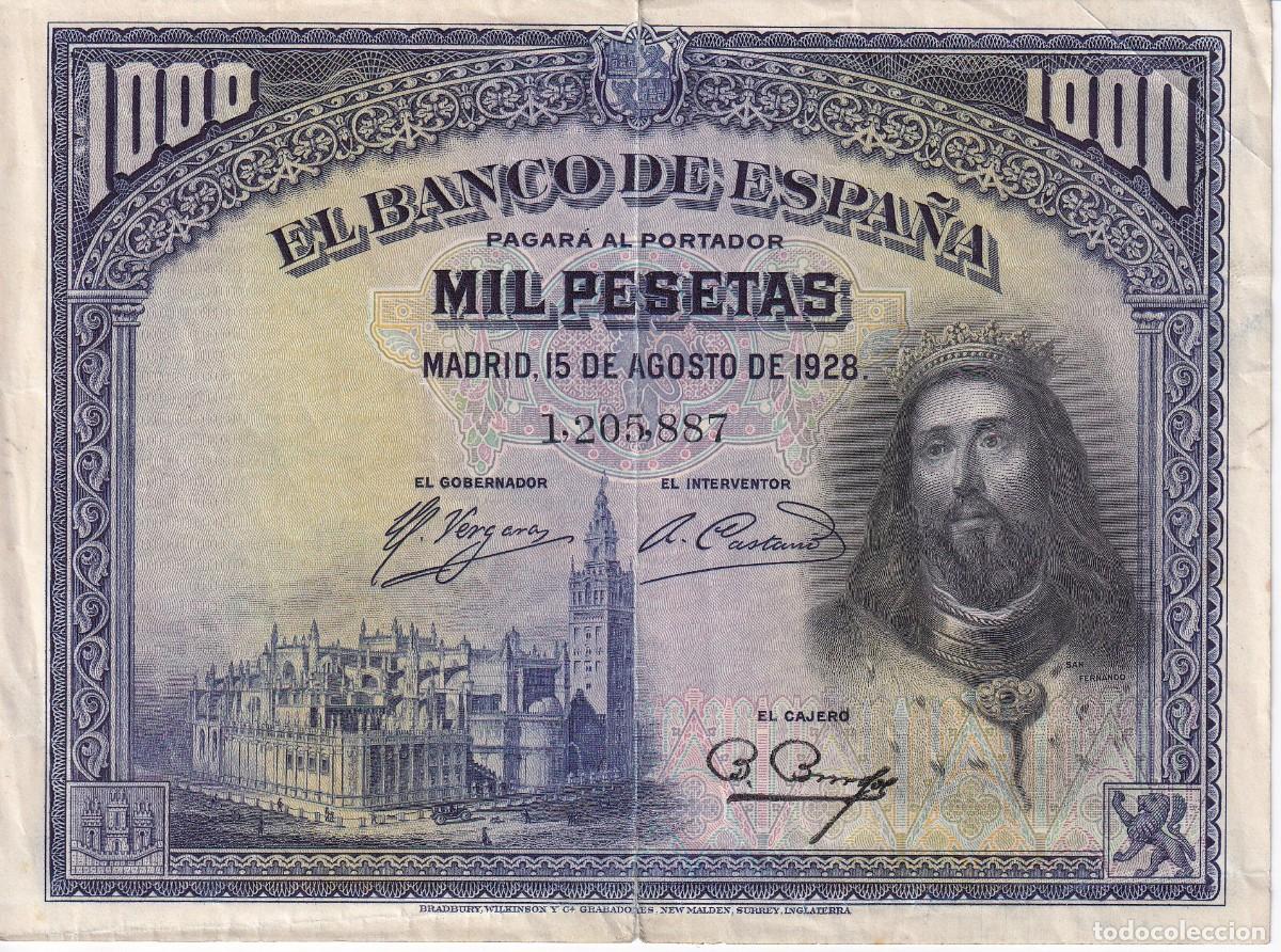 Billetes espa&ntilde;oles: BILLETE DE 1000 PESETAS DEL A&Ntilde;O 1928 DE SAN FERNANDO