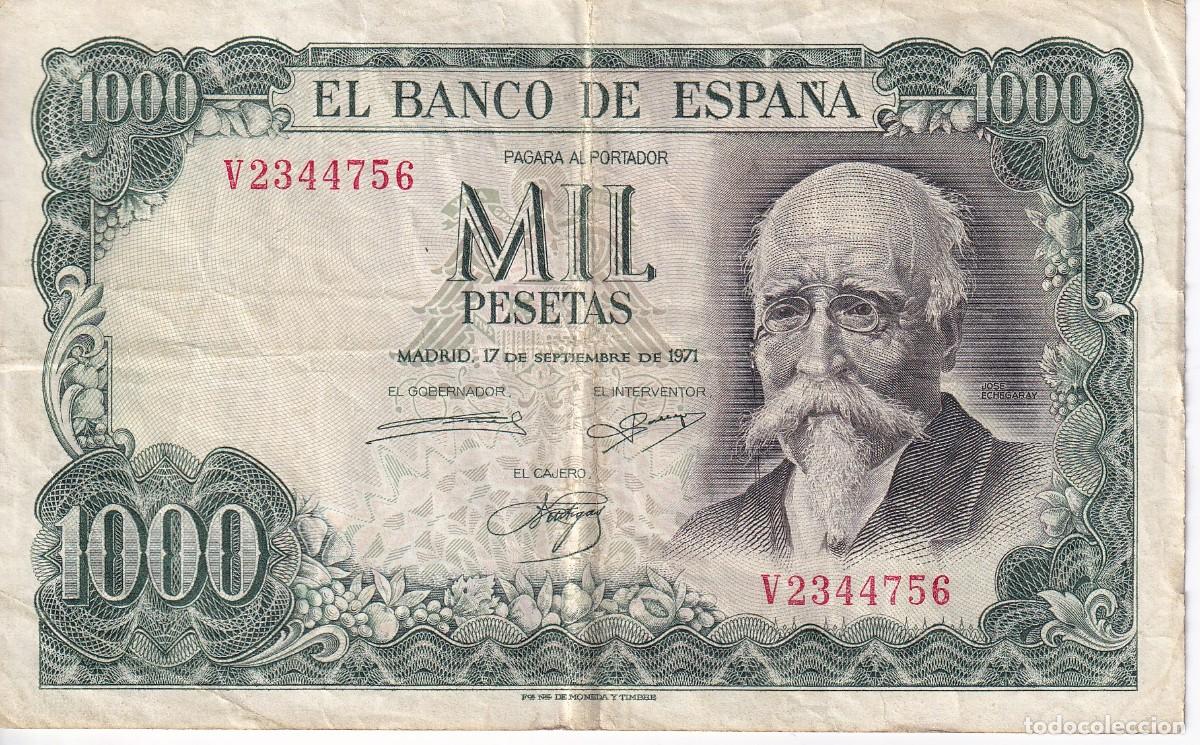 Billetes espa&ntilde;oles: BILLETE DE 1000 PESETAS DEL A&Ntilde;O 1971 DE JOSE ECHEGARAY SERIE V