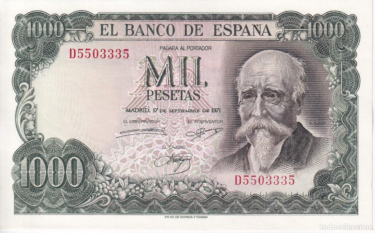 Billetes espa&ntilde;oles: BILLETE DE 1000 PESETAS DEL A&Ntilde;O 1971 DE JOSE ECHEGARAY SERIE D SIN CIRCULAR (SC)