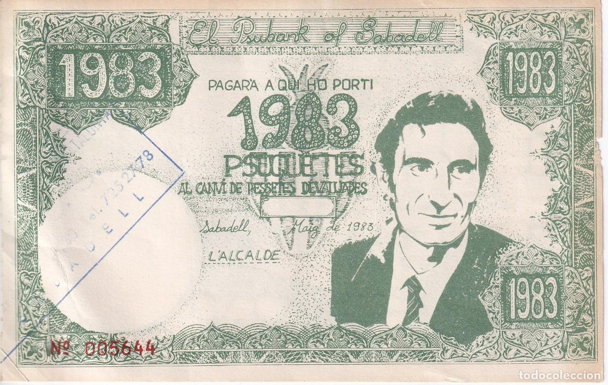 Billetes espa&ntilde;oles: BILLETE PUBLICITARIO DE EL PSUC DE EL PSUBANK OF SABADELL DE 1983 PSUQUETES (PARTIDO POLITICO)