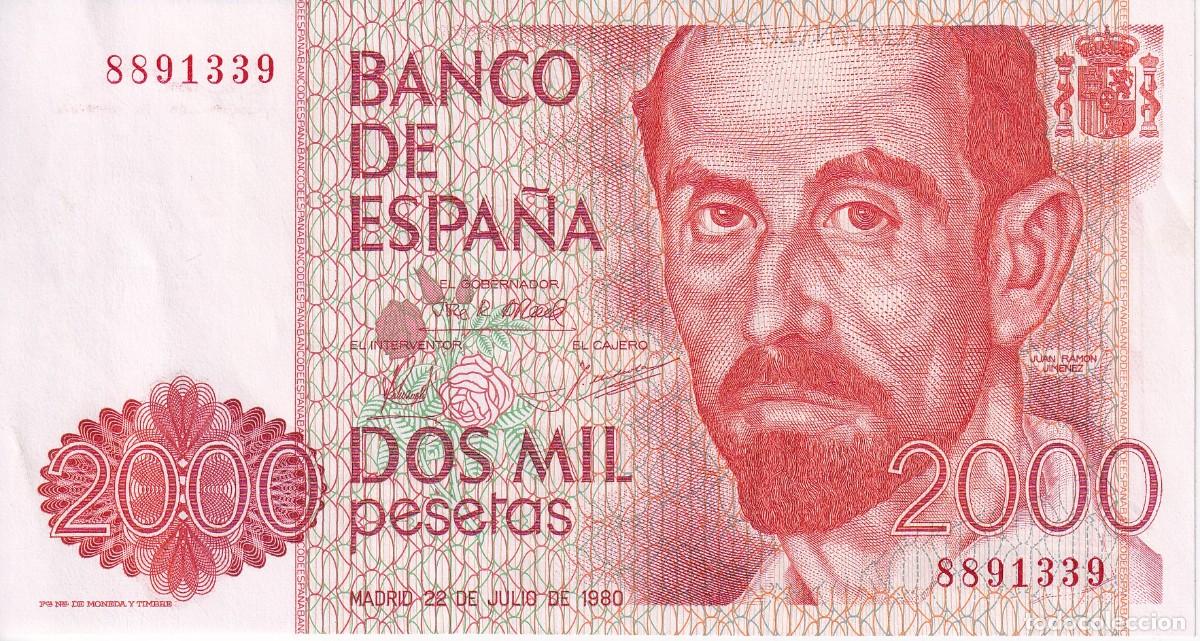 Billetes espa&ntilde;oles: BILLETE DE 2000 PESETAS DEL A&Ntilde;O 1980 DE JUAN RAMON JIMENEZ SIN SERIE SIN CIRCULAR (SC)