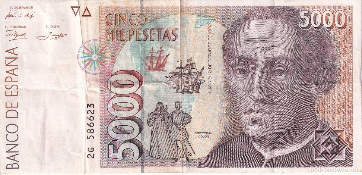 Spanish Banknotes: BILLETE DE ESPA&Ntilde;A DE 5000 PESETAS DEL A&Ntilde;O 1992 SERIE 2G - CRISTOBAL COLON