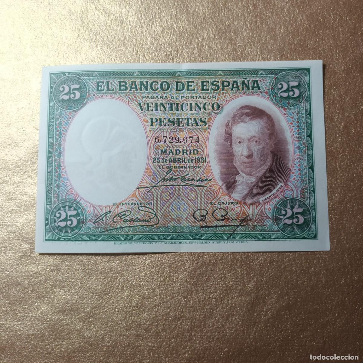 Billetes espa&ntilde;oles: Billete II Republica 25 Pts 1931 Lote B - 92