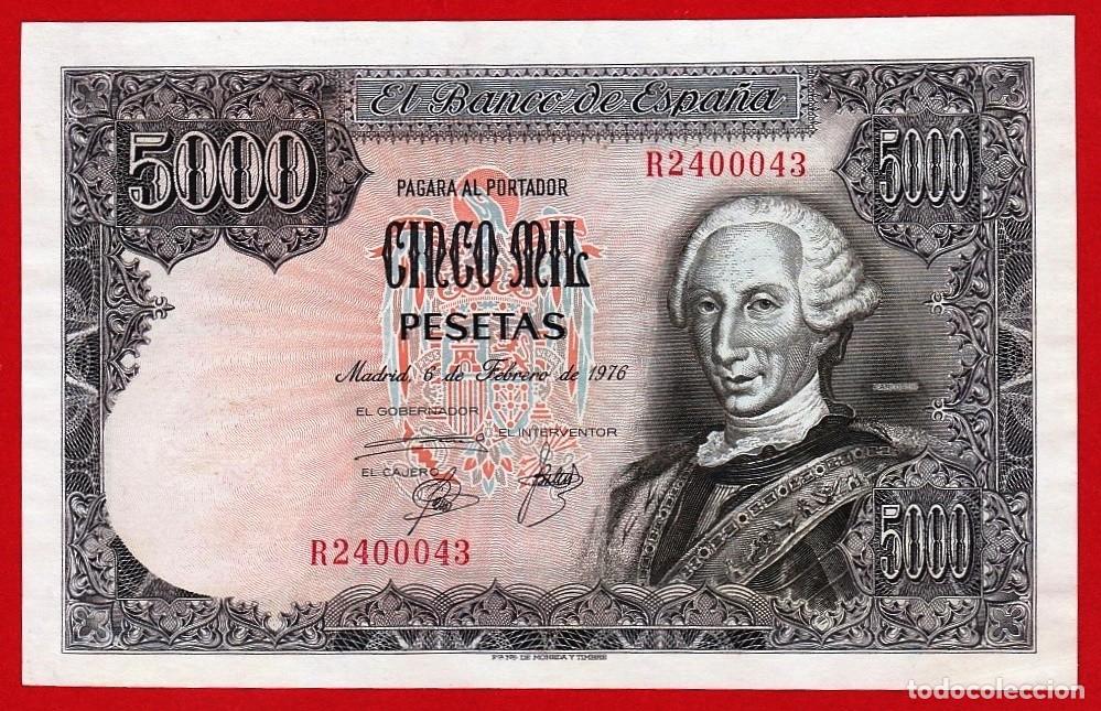 Billetes espa&ntilde;oles: 5000 Pesetas, 1976, Serie R , EBC+