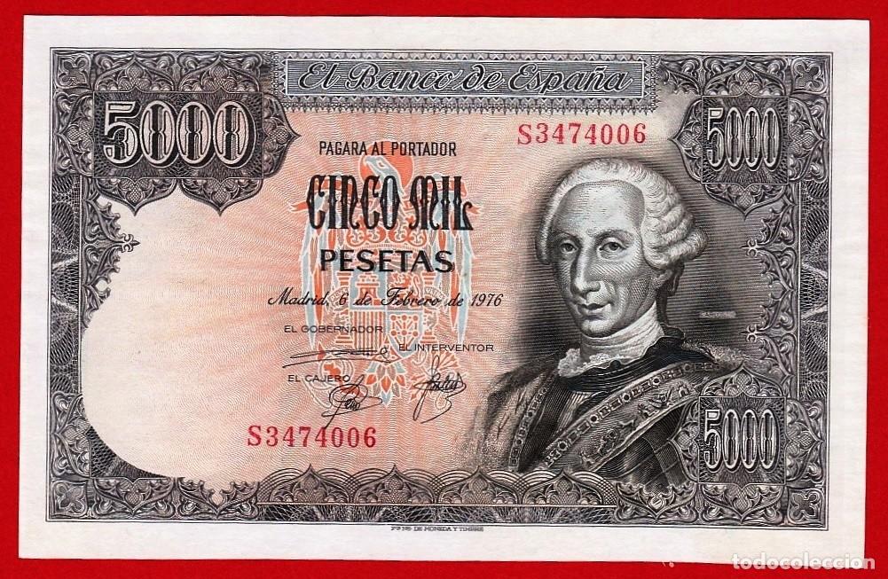 Billetes espa&ntilde;oles: 5000 Pesetas, 1976, Serie S , EBC+