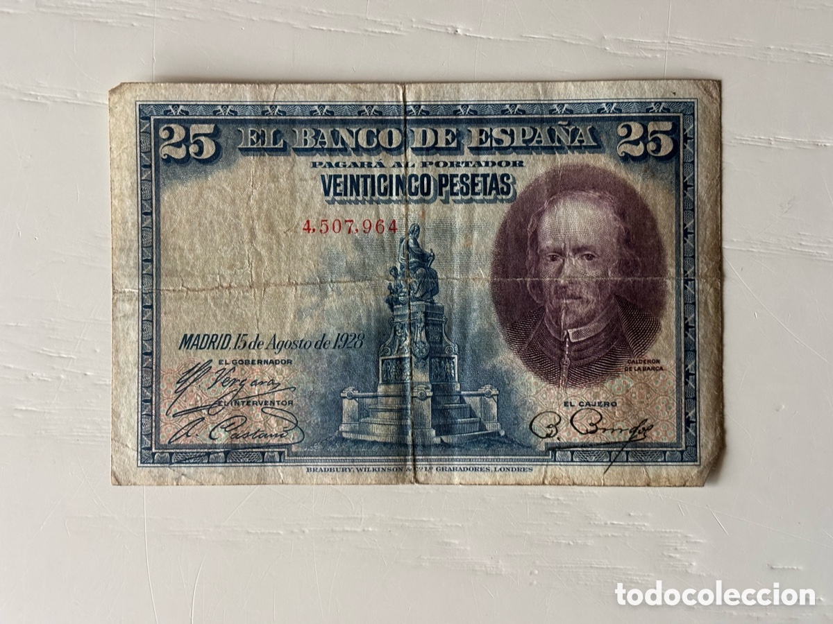 Billetes espa&ntilde;oles: Billete 25 Pesetas 1928