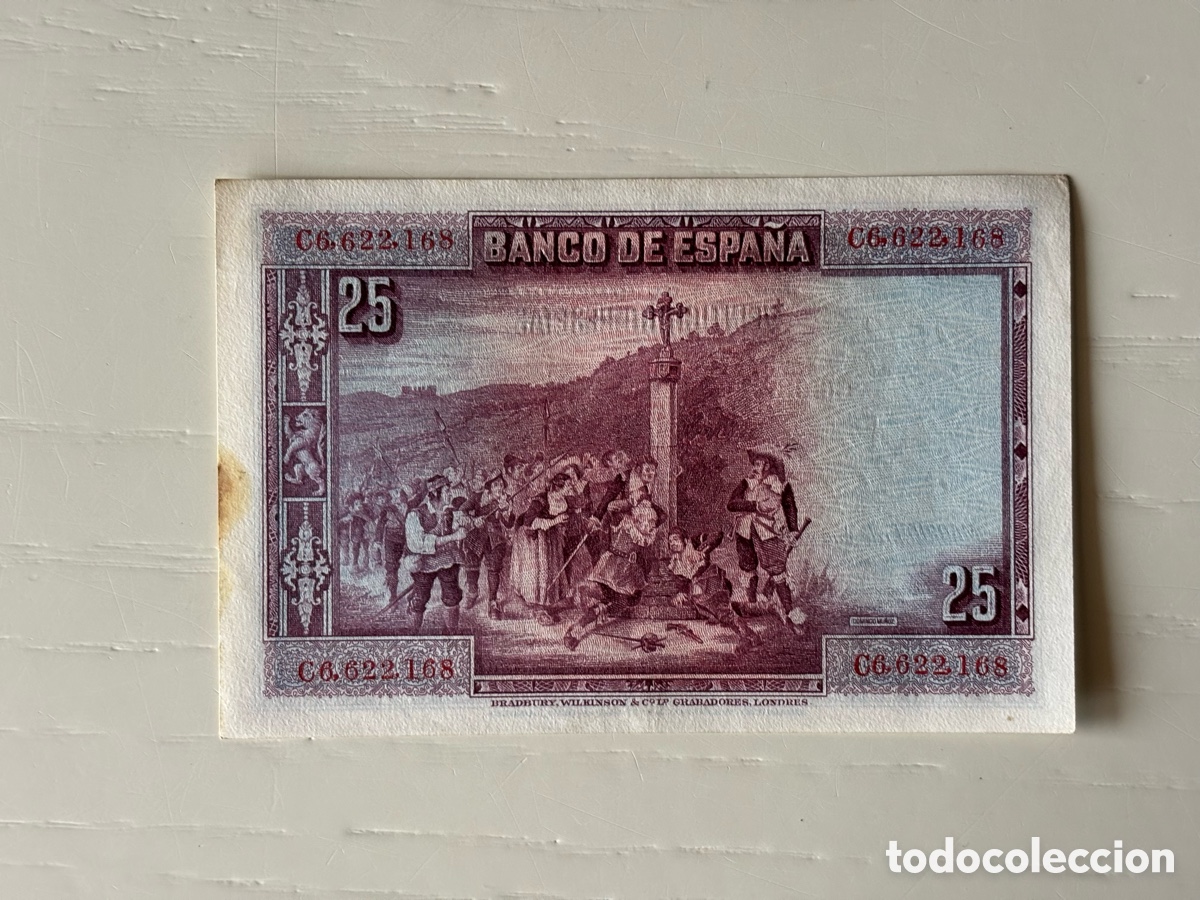Billetes espa&ntilde;oles: Billete 25 Pesetas 1928 - Foto 2