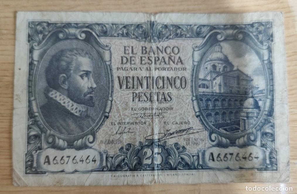 Billetes espa&ntilde;oles: BILLETE DE 25 VEINTICINCO PESETAS A&Ntilde;O 1940 SERIE A - JUAN DE HERRERA USADO