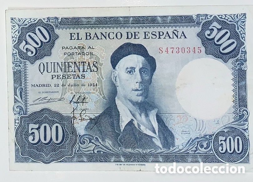 Billetes espa&ntilde;oles: Billete de 500 pesetas del Banco de Espa&ntilde;a de 1954