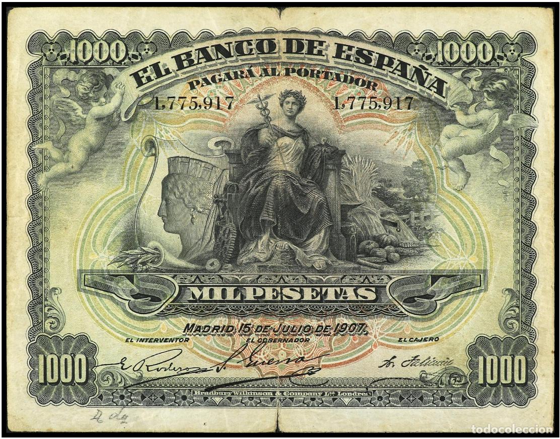 Billetes espa&ntilde;oles: 1000 PESETAS 1907 SIN SERIE