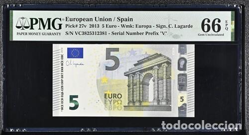 Billetes espa&ntilde;oles: ESPA&Ntilde;A * BILLETE 5 EURO 2013 * PMG-66 EPQ (IC-1674)
