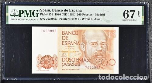 Billetes espa&ntilde;oles: ESPA&Ntilde;A * BILLETE 200 PESETAS 1980 SIN SERIE * PMG-67 EPQ (IC-1688)