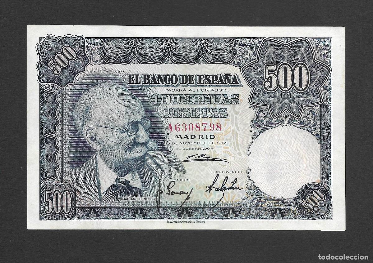 Billetes espa&ntilde;oles: 500 PESETAS 1951 SERIE A EBC+