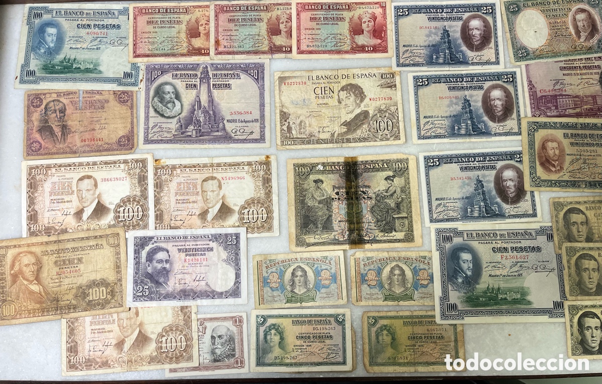 Billetes espa&ntilde;oles: Billetes de Espa&ntilde;a diferente epocas circulados