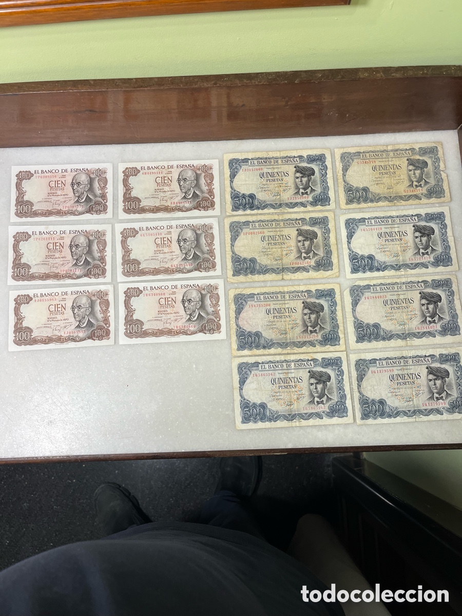 Billetes espa&ntilde;oles: Billetes de cien y quinientas pesetas