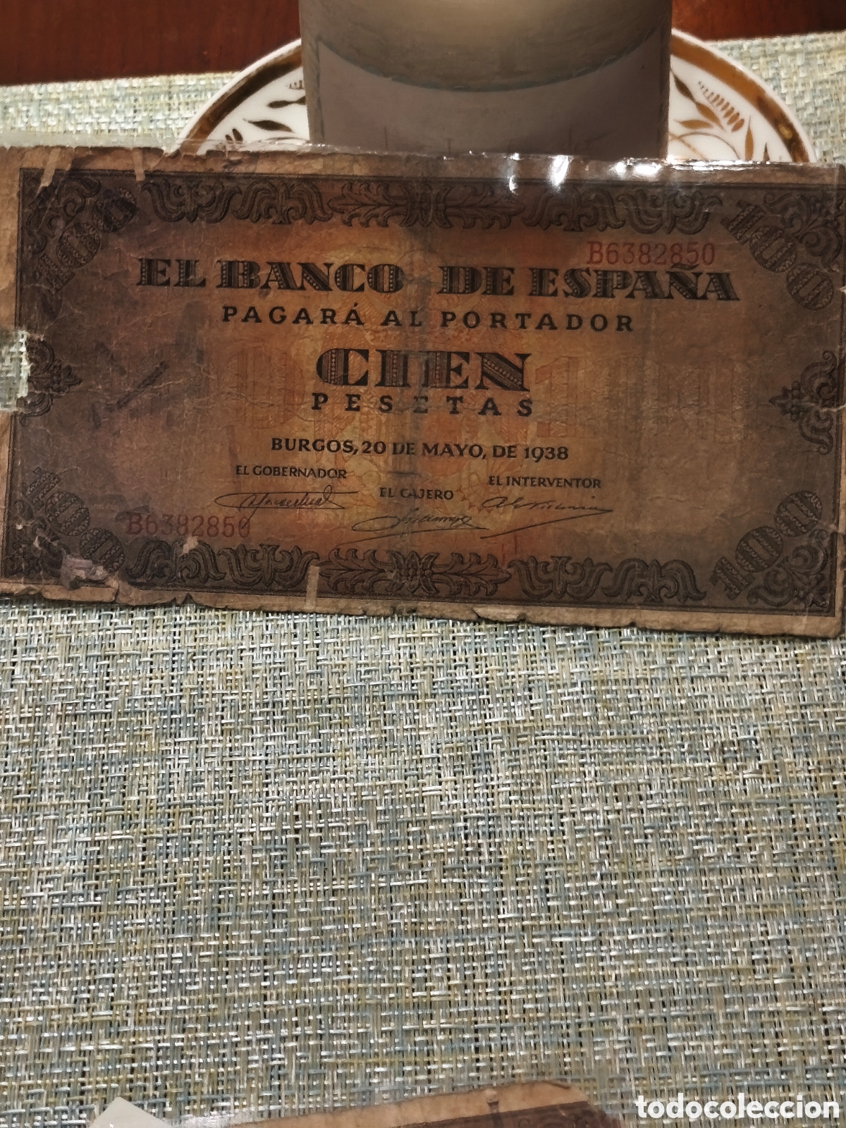 Billetes espa&ntilde;oles: Billete de Espa&ntilde;a burgos de 190 ptas de 1938 escaso bc- rc roturitas ver