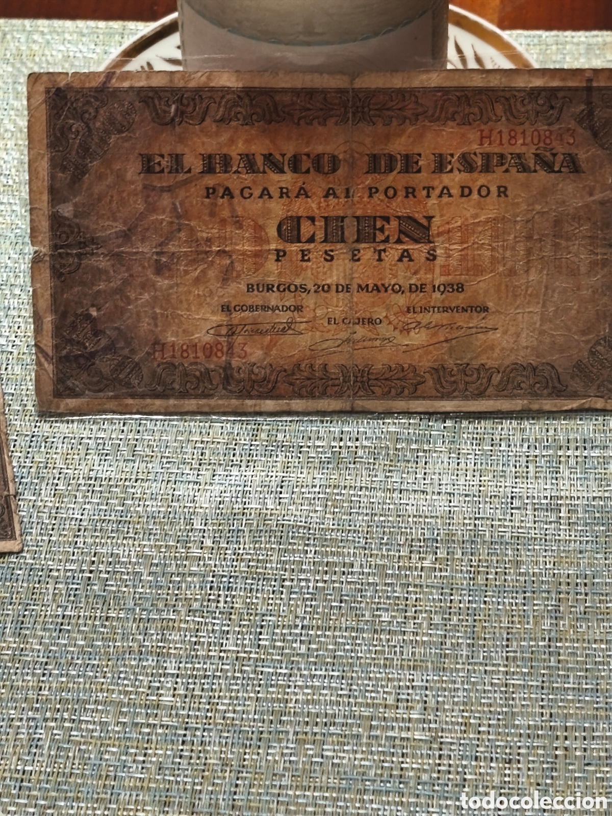 Billetes espa&ntilde;oles: Billete circulado de Espa&ntilde;a,burgos de 100 ptas de 1938 bc- rc alguna roturita ver