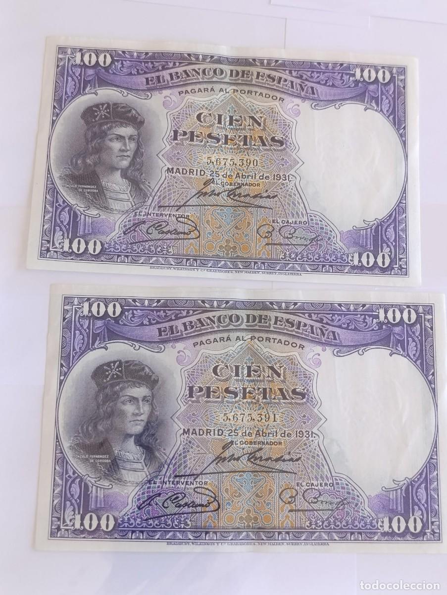 Billetes espa&ntilde;oles: Lote 2 Billetes de 100 Pesetas Abril 1931 Correlativos