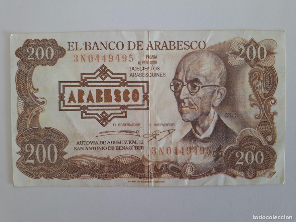 Billetes espa&ntilde;oles: BILLETE 200 ARABESCO REPROBUCCION PROPAGANDA PUBLICIDAD DISCOTECA ARABESCO VALENCIA RV