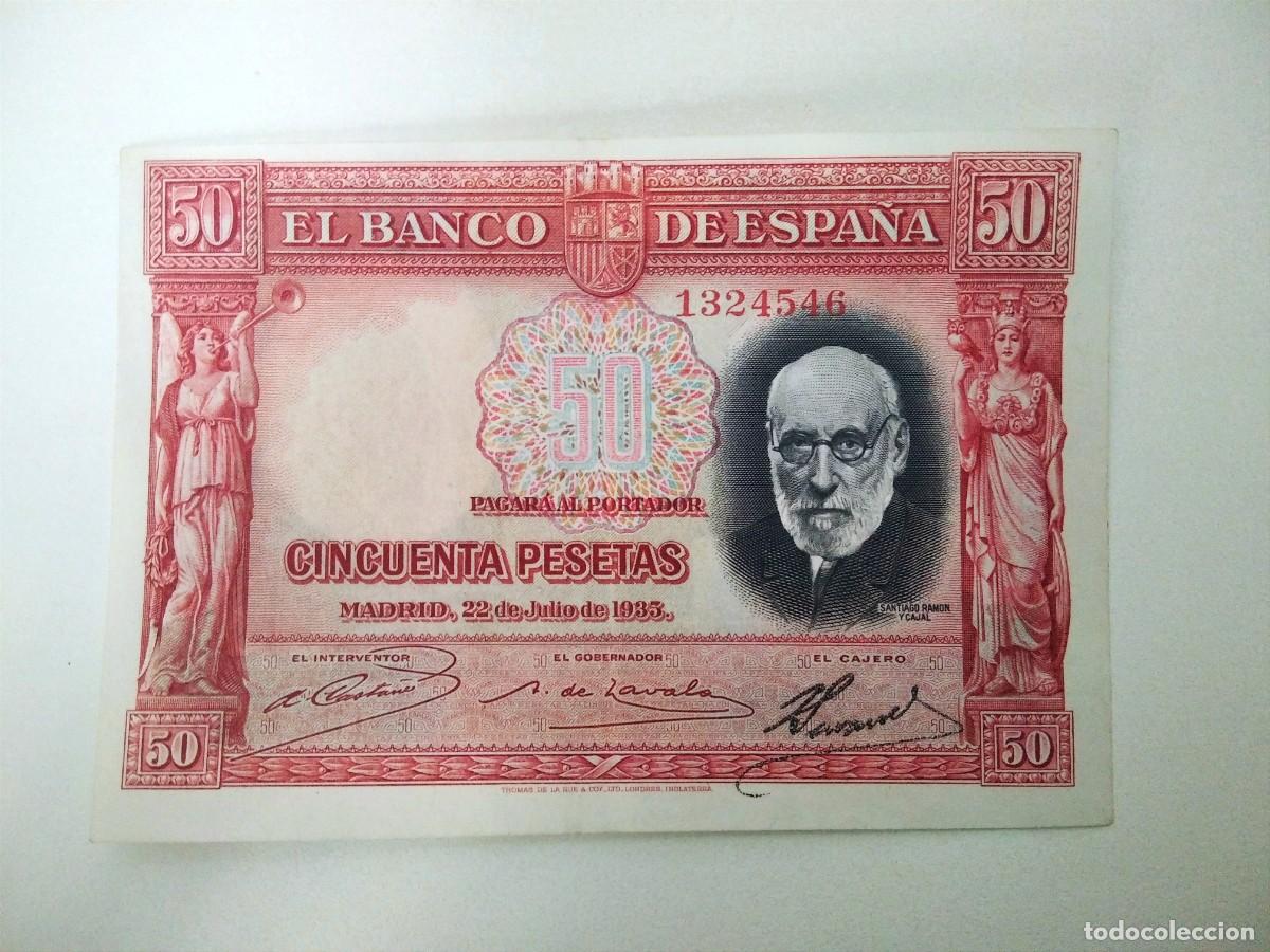 Billetes espa&ntilde;oles: 50 PESETAS 1935 ROJO RAMON Y CAJAL