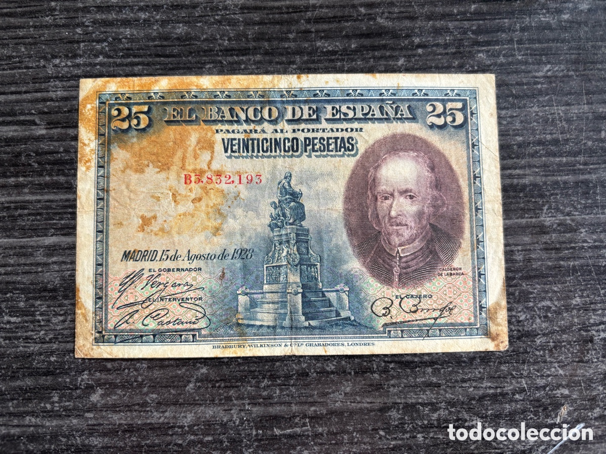 Billetes espa&ntilde;oles: Billete 25 pesetas 1928 Pedro Calder&oacute;n de la Barca