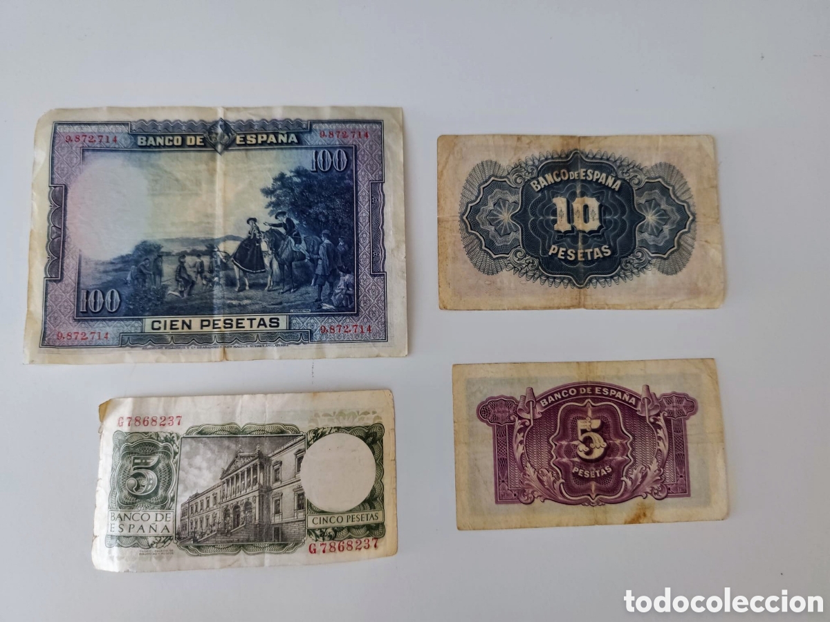 Billetes espa&ntilde;oles: 4 Billetes antiguos Espa&ntilde;a - Foto 2