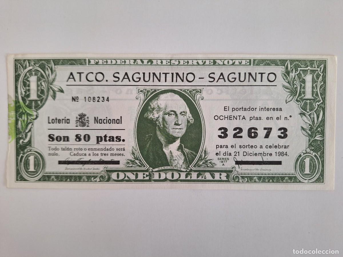 Notas espanholas: BILLETE UN DOLAR REPROBUCCION PROPAGANDA PUBLICIDAD FUTBOL CLUB AT. SAGUNTINO SAGUNTO VALENCIA RV