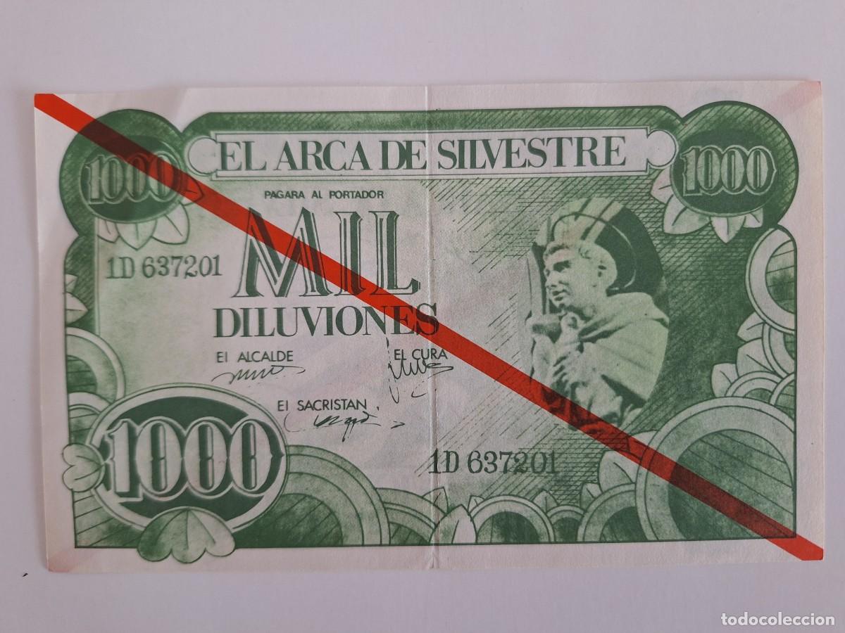 Notas espanholas: BILLETE 1000 DILUVIONES REPROBUCCION PROPAGANDA PUBLICIDAD EL ARCA DE SILVESTRE VALENCIA RV