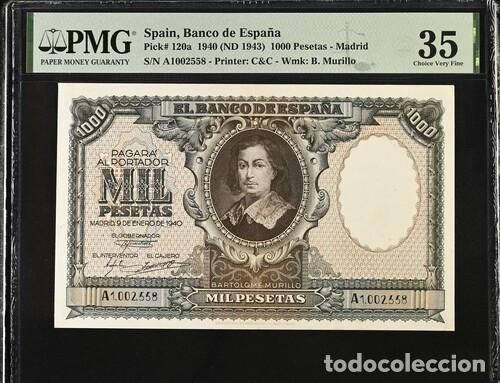 Billetes espa&ntilde;oles: ESPA&Ntilde;A * BILLETE 1000 PESETAS 1940 * PMG-35 (IC-1692)